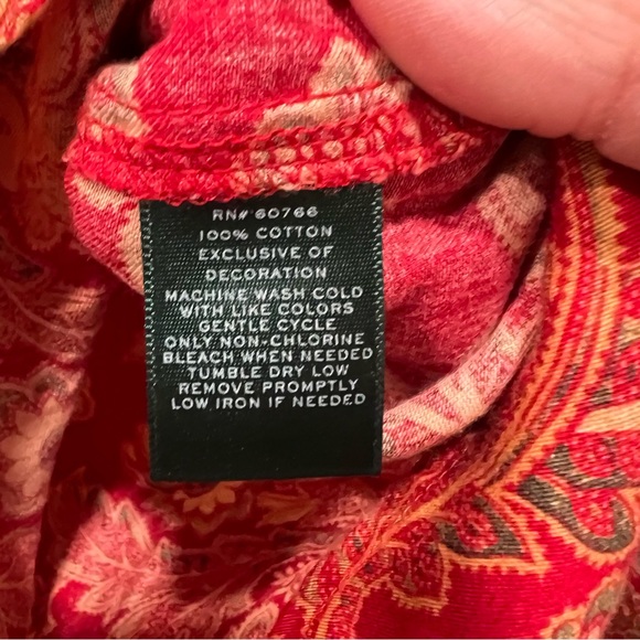 Lauren Ralph Lauren Sz L Monogramed Paisley Button Front Night Shirt Top Pajama - Picture 7 of 11